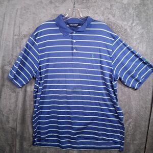 Polo Golf Ralph Lauren‎ Shirt Mens XL Blue Golf Striped Stretch Short Sleeve